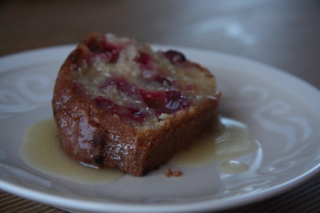 cranberry cake with sauce