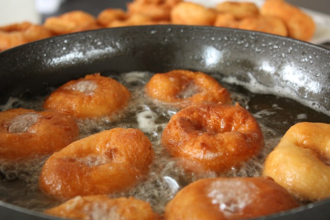 frying donuts