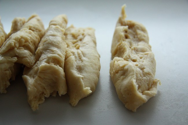 dough cut into pieces