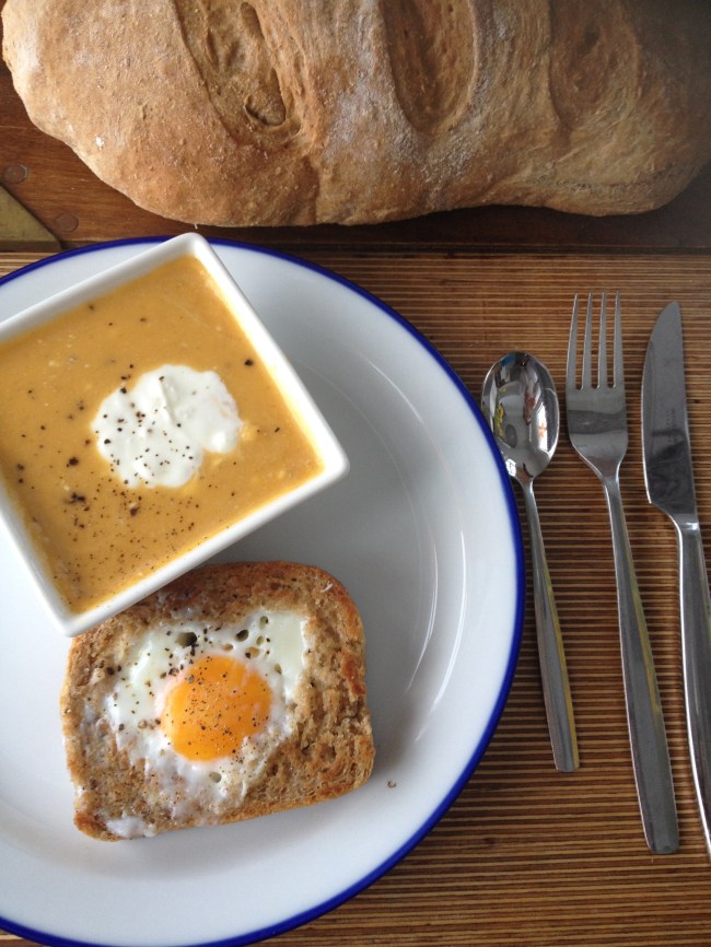squash soup eggs in the basket