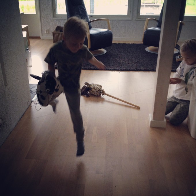 jumping hurdles with hobby horses