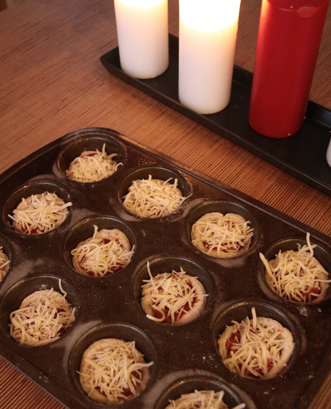 pizza in a muffin tin
