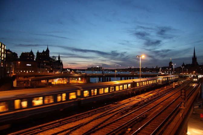 evening sunset and the trains