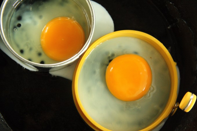 owl eyes eggs in a pan