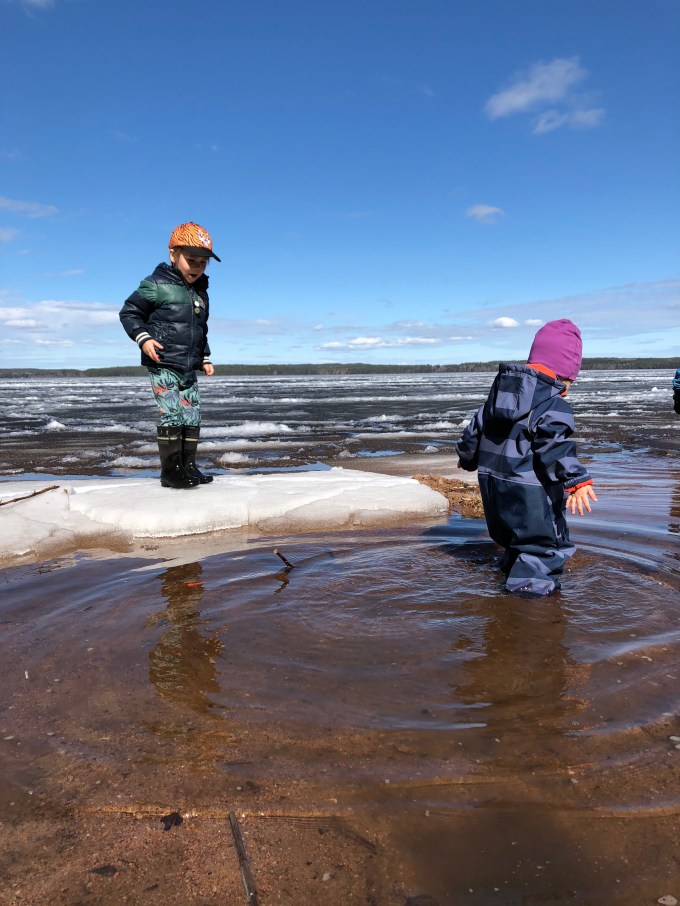 first swim and ice leaving